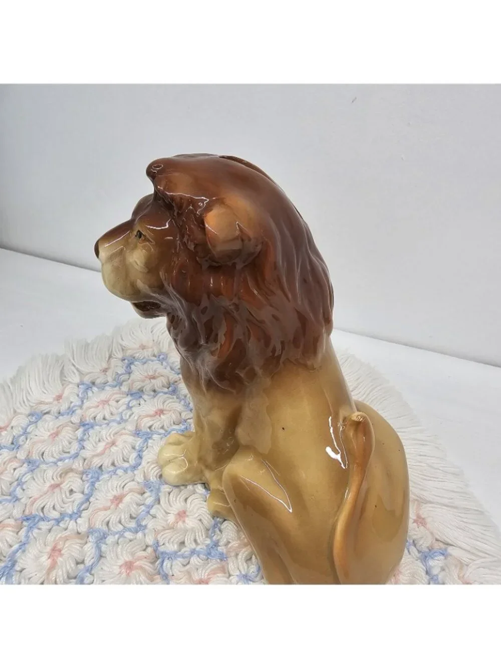 Vintage 1981 Otagiri Lion Ceramic Coin Bank Japan OMC Gold Sticker & Stopper